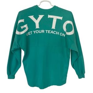 Spirit Jersey Teacher long sleeve top Get your teach on School Apple Preppy